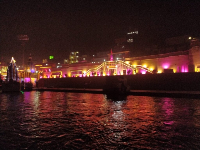 Night time Har ki Pauri, Haridwar view 22 jan 2024
