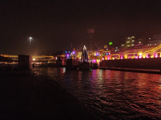 Night time Har ki Pauri, Haridwar view 22 jan 2024