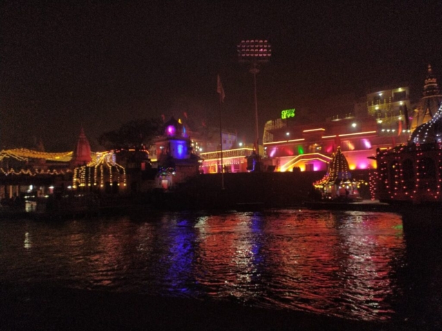 Night time View of Har ki Pauri, Haridwar, 22 jan 2024